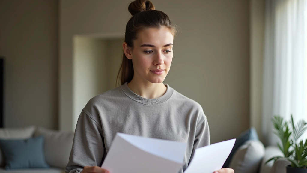 Person looking concerned while reviewing credit card statements and financial documents