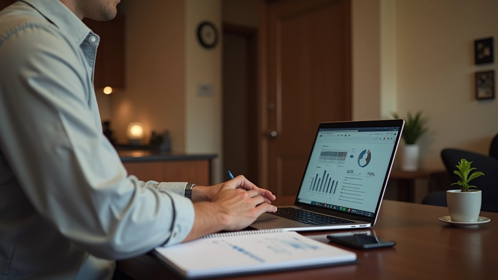 Person working at laptop showing financial growth chart with upward trending line representing compound savings growth